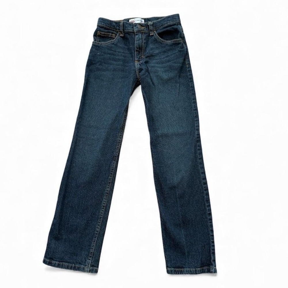 Wrangler Classic Straight Jeans Boys Size 12 Regular Dark Wash Denim Adjustable